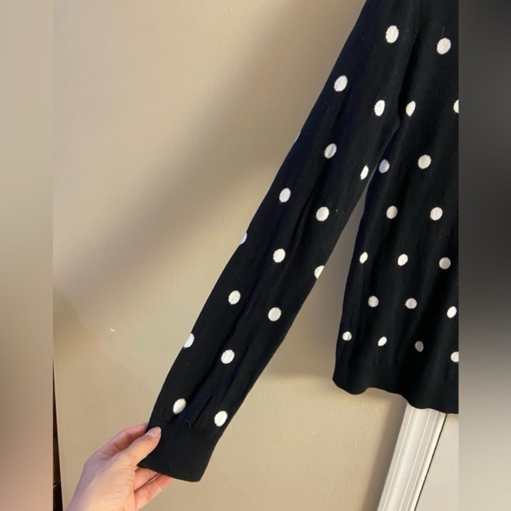 J. Crew Black Polka Dot Sweater cotton medium - Picture 4 of 6